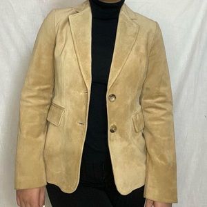 Tan Suede Blazer Jacket Banana Republic